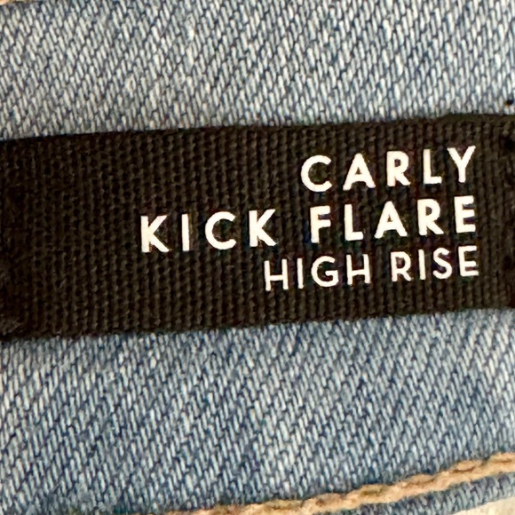 Veronica Beard Carly Kick Flare High Rise Cropped Raw Hem Denim Jeans  Bail Out - Picture 12 of 14